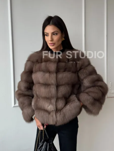 Шуба из меха куницы Truffle с воротником шанель - фото 11