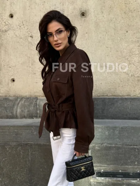 Женская куртка - рубашка из замши - фото 10