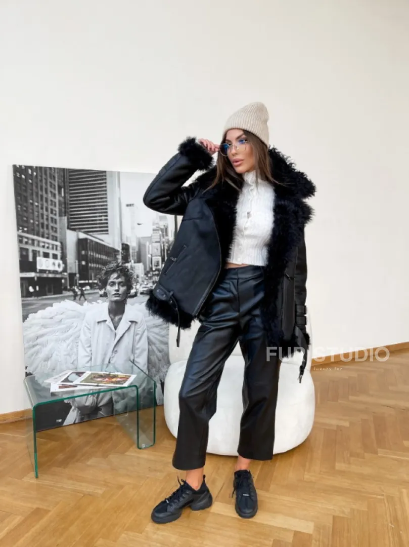 Стильная дубленка из натуральной овчины Тиградо - фото 3