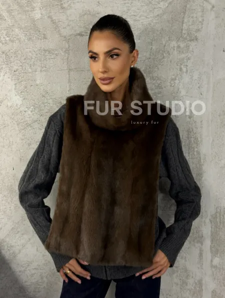 Манишка норковая - цвет соболь - фото 8