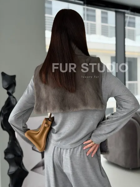 Манишка норковая серая - фото 17