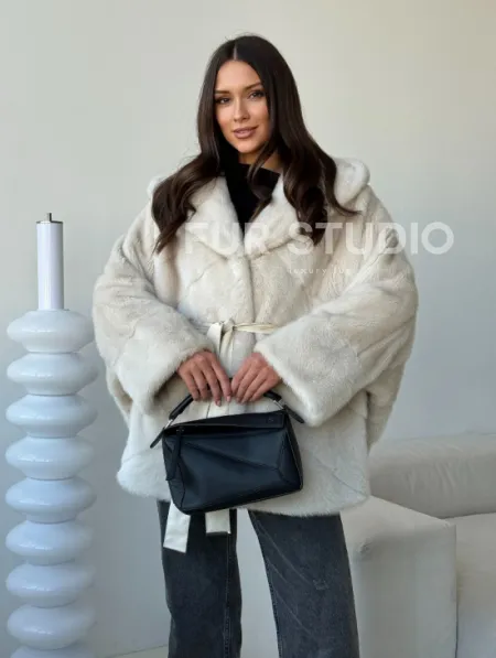 Шуба автоледи под пояс из меха норки - фото 5