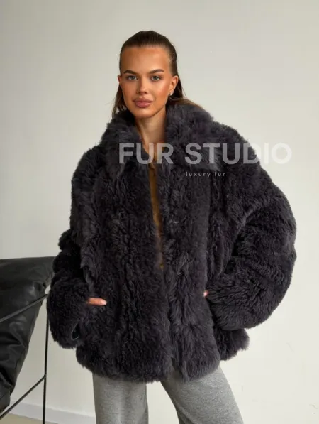 Короткая дубленка из овчины тиградо - фото 0