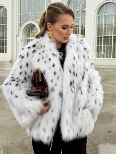 Шуба укороченная из арктической лисы под рысь - фото 7