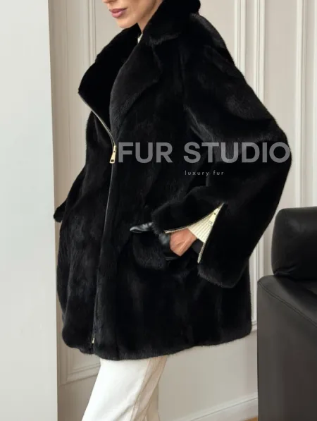 Черная норковая косуха - фото 5