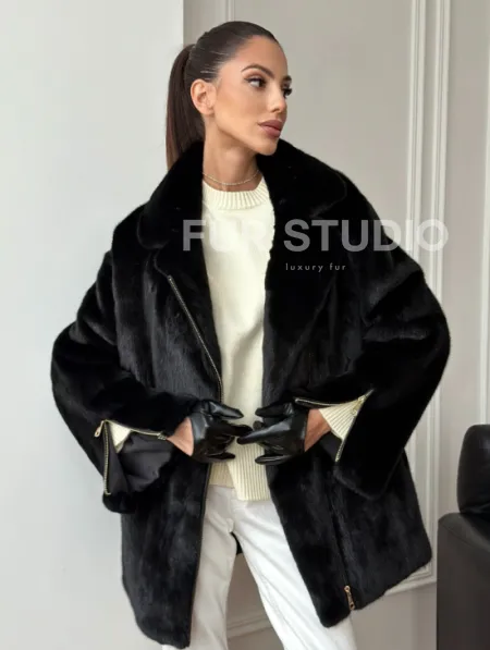 Черная норковая косуха - фото 0