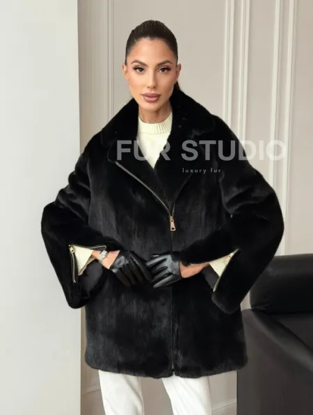 Черная норковая косуха - фото 14