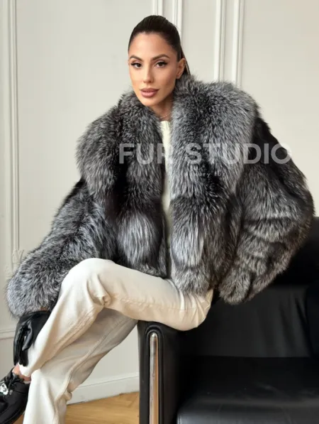 Кроп-шуба из чернобурой лисы - фото 6