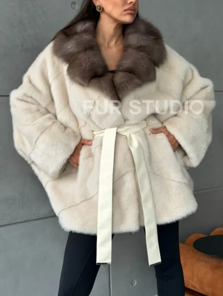 Норковая шуба - куртка с мехом куницы - фото 3