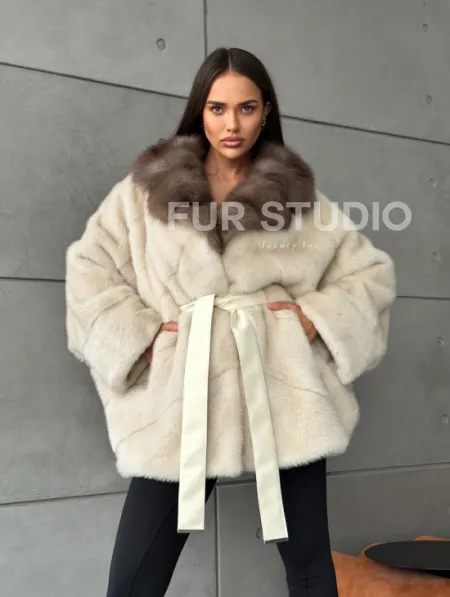 Норковая шуба - куртка с мехом куницы - фото 12