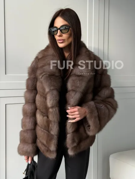 Куртка из куницы - воротник шаль - фото 14