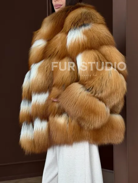 Короткая шуба из рыжей лисы - фото 4