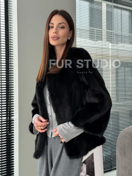 Норковый жакет - цвет черный - фото 6