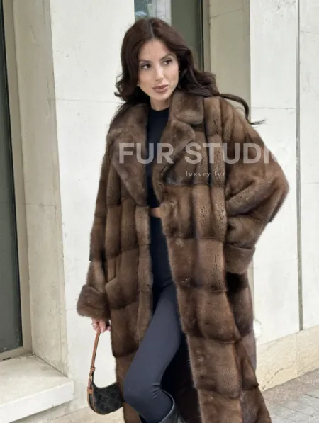 Норковая шуба NAFA соболиного натурального цвета - фото 2