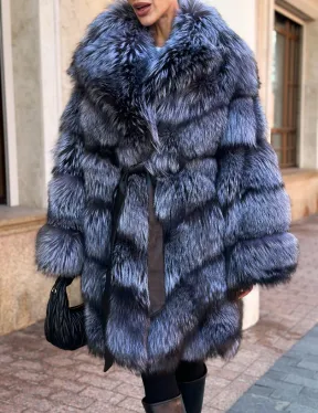 Шуба из меха чернобурой лисы - поперечка - фото 1
