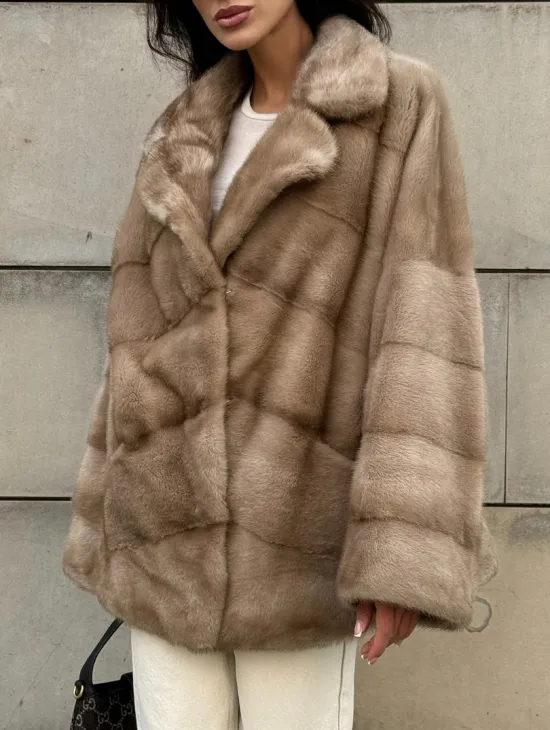 Полушубок автоледи из меха норки цвет пастель - фото 4