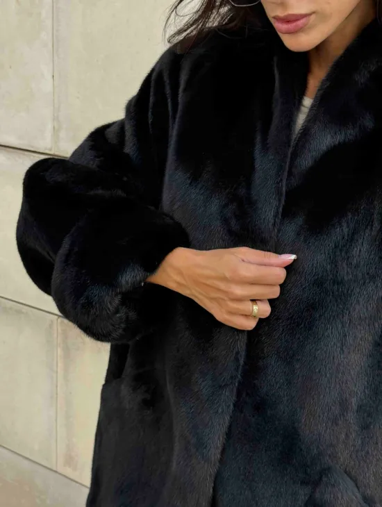 Черная короткая шуба из меха норки Blackglama - фото 1