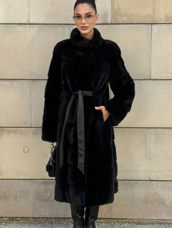 Шуба из скандинавской(плюшевой) норки - стойка воротник - фото 8
