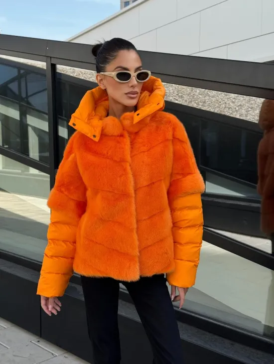 Зимняя куртка-жилет из меха норки цвет Orange - фото 8