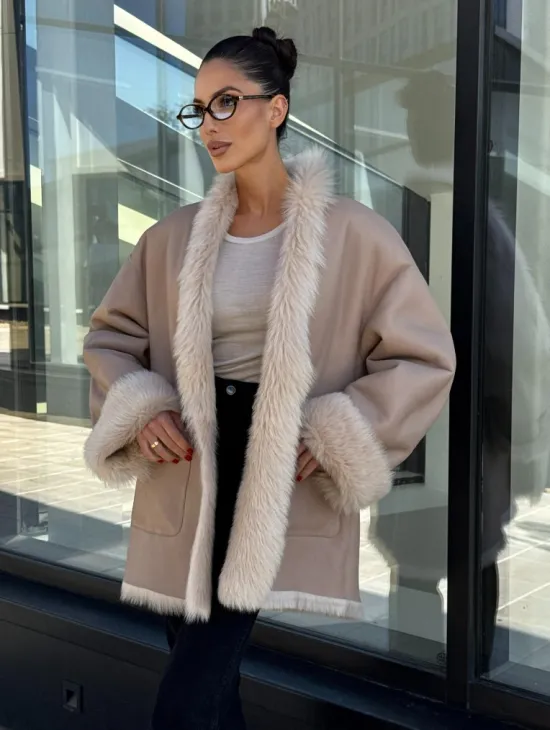 Женская двухсторонняя дубленка-шуба из меха итальянской тосканы - фото 7