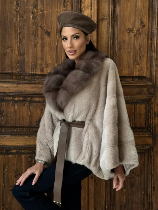 Женское меховое манто из норки  Pastel - 
