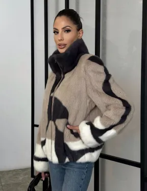 Норковая шуба - бомбер на молнии - фото 12