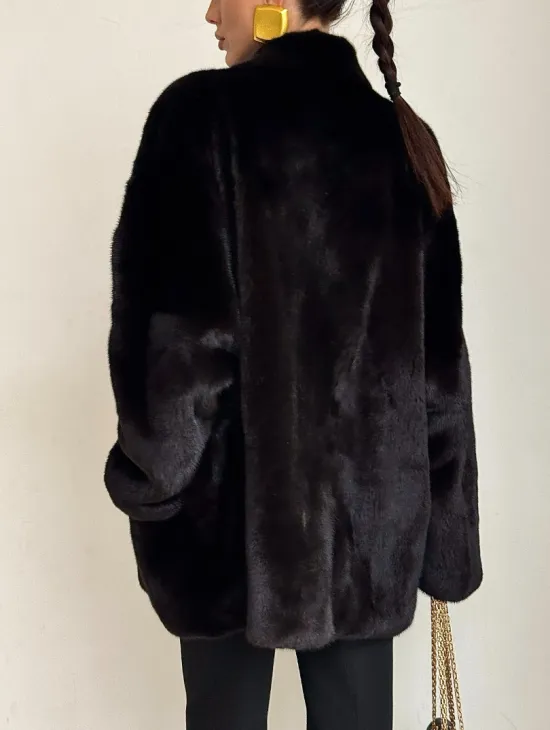 Стильный женский норковый жакет (шуба) Brown Velvet - фото 1
