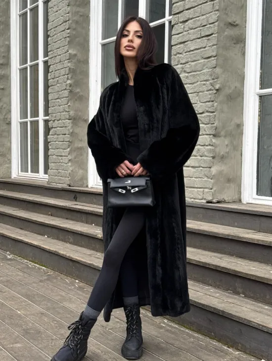 Шуба из аукционной норки «Premium fur» с внутренней резинкой на талии - фото 3