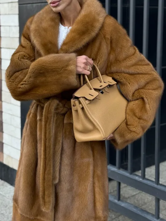 Роскошная норковая шуба с воротником шаль Vintage Dark Gold - фото 1