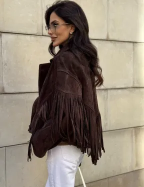 Кожаная куртка с бахромой - фото 3