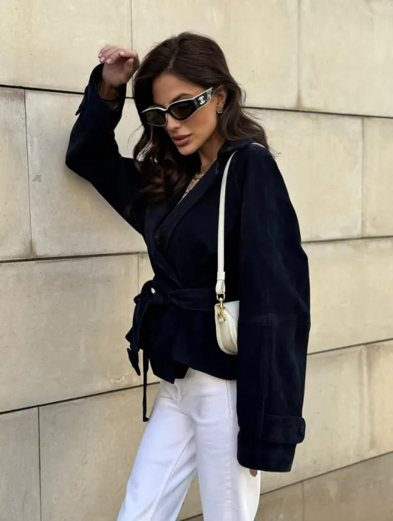 Модная куртка из замшевой кожи - фото 9