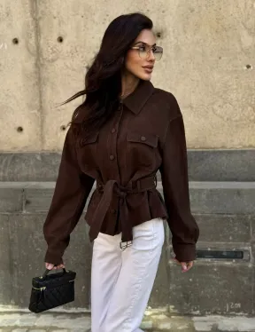 Женская куртка - рубашка из замши - фото 7