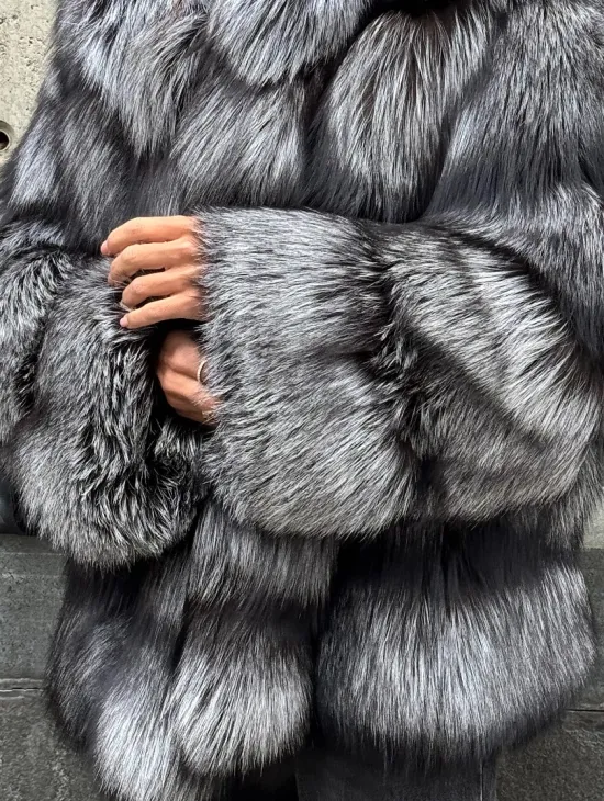 Шуба из чернобурки воротник стойка - фото 7