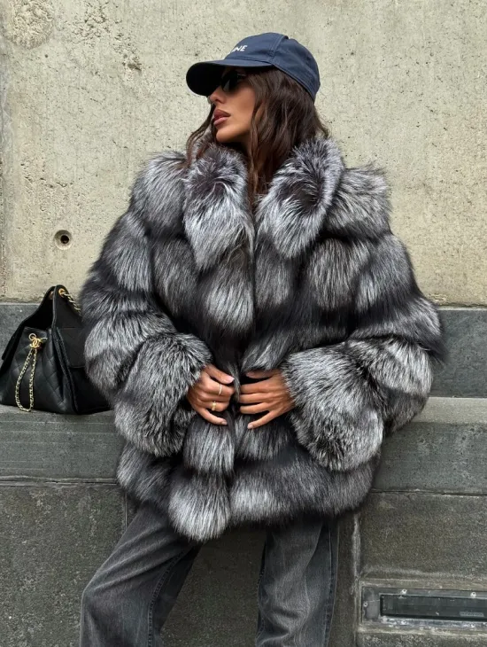 Шуба из чернобурки воротник стойка - фото 11