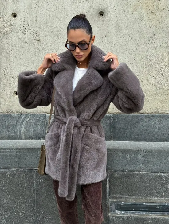 Норковая шуба лавандового цвета - VELVET - фото 11