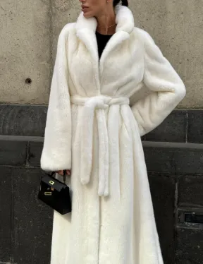 Длинная белая норковая шуба - фото 3
