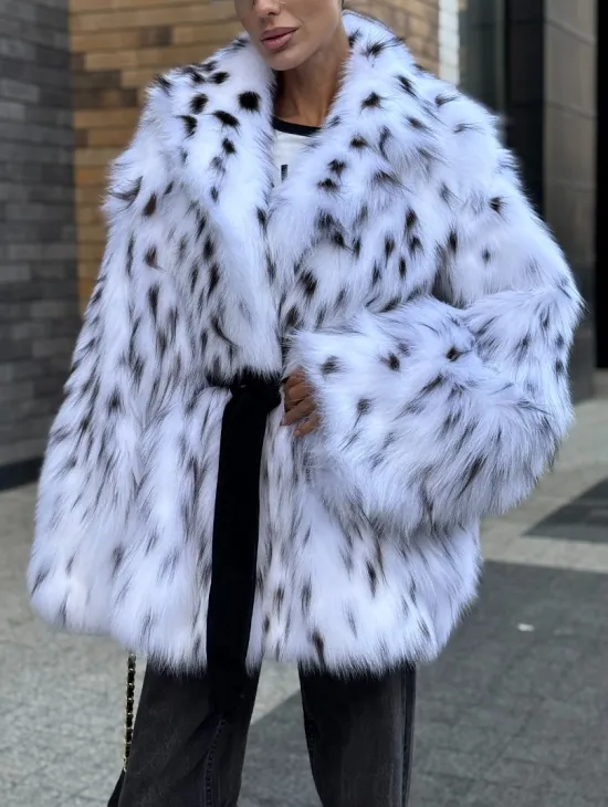 Шуба летучка из меха лисы под рысь Exclusive - фото 2