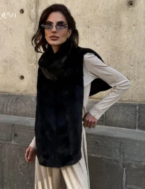 Черная норковая манишка - фото 9