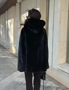 Шуба куртка из норки - черная - фото 9