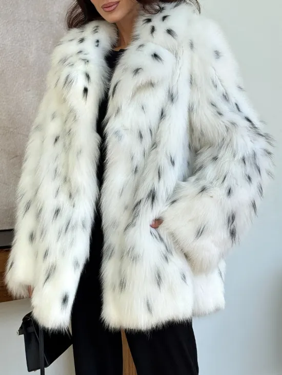 Шуба из лисы под рысь - белая - фото 1