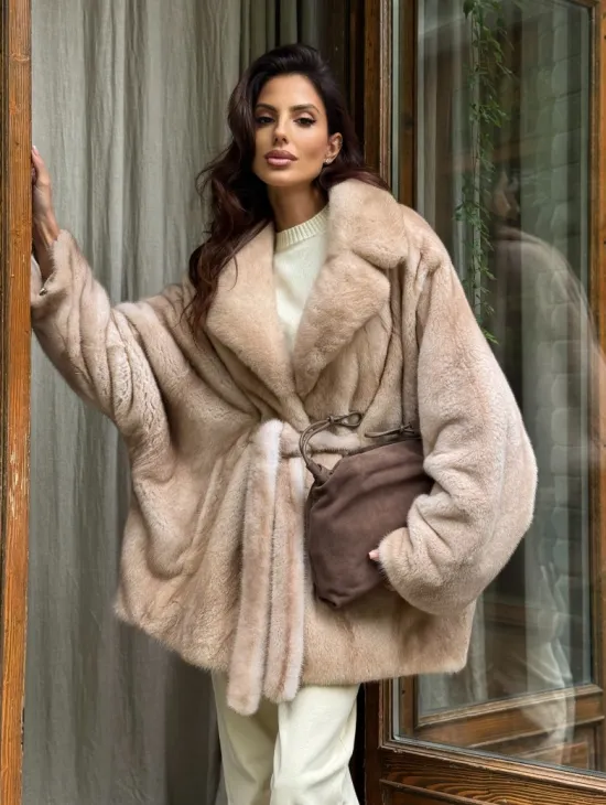 Натуральная норковая шуба - пастель - фото 10