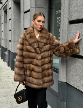 Шуба из куницы с воротником шаль - фото 16