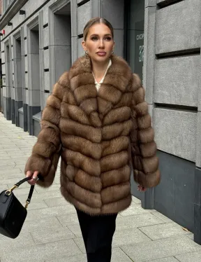 Шуба из куницы с воротником шаль - фото 14