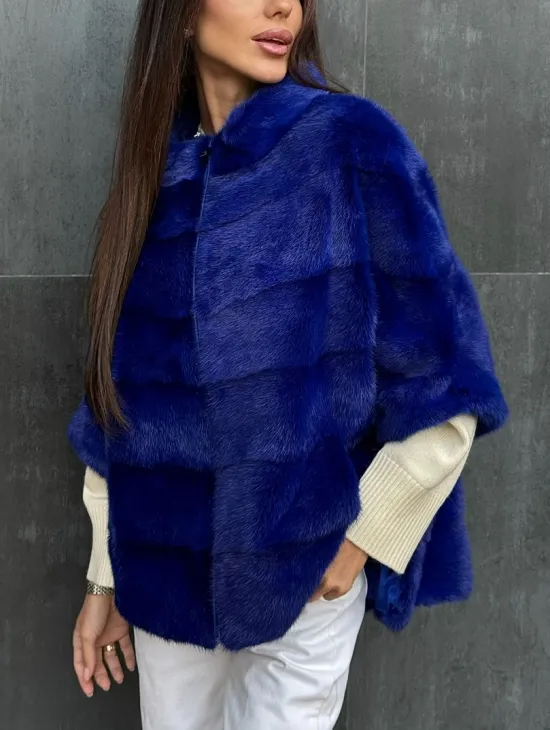 Синяя норковая кофта на молнии - фото 2