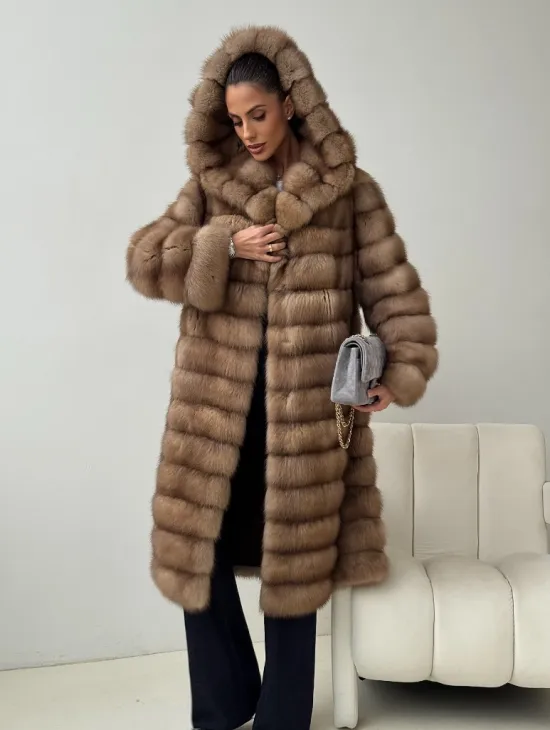 Шуба из куницы с капюшоном кобра - фото 5