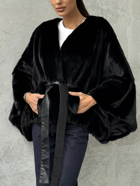 Черная натуральная женская норковая шуба - фото 1