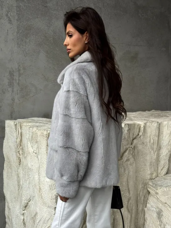 Голубая норковая шуба - фото 8