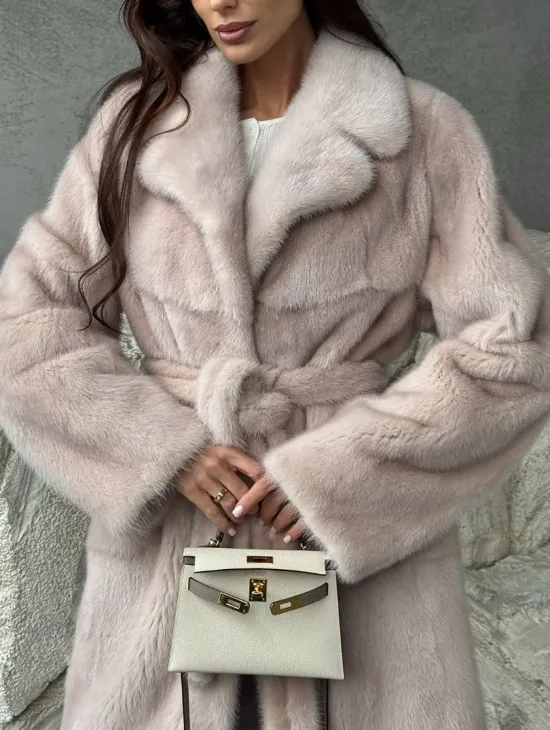 Светлая классическая норковая шуба - фото 1