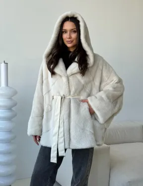 Шуба автоледи под пояс из меха норки - фото 8