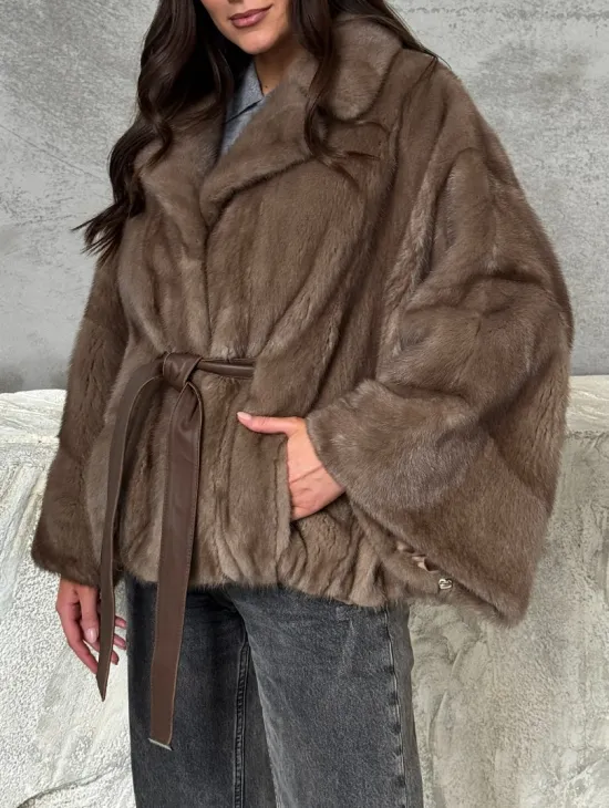 Норковая шуба английский воротник 